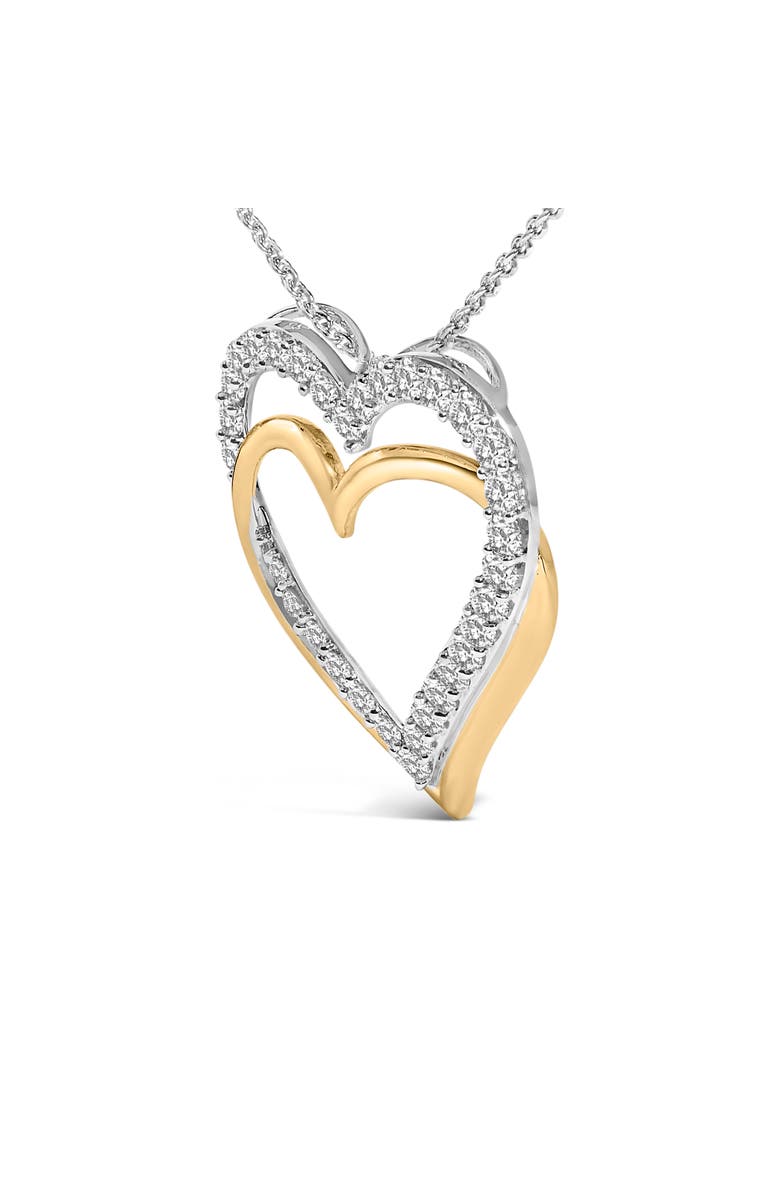 Haus of Brilliance 14K Yellow Gold Plated Sterling Silver 1.00 Cttw Diamond Double Heart Pendant Necklace, Alternate, color, Yellow Gold Over Silver