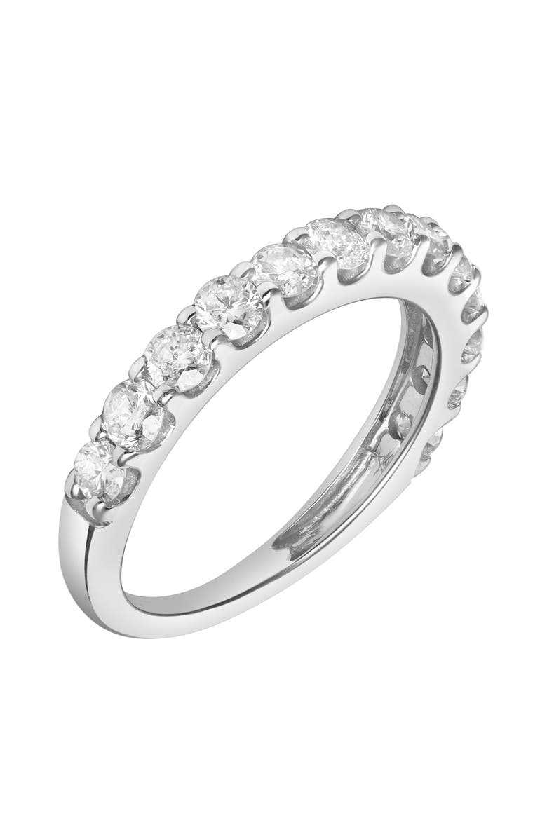 Aria 14K Gold Round Diamond Studded Half Eternity Band Ring - 1 ct, Alternate, color, 14K White Gold