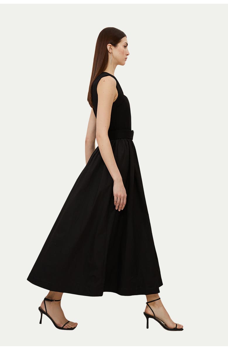 Karen Millen Square Neck Belted Maxi Dress, Alternate, color, Black