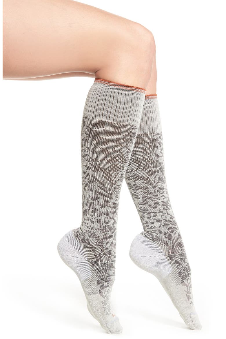 'Damask' Compression Socks, Main, color, OYSTER