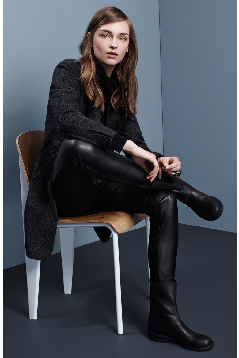 The Fisher Project Leather Trimmed Leggings, Alternate, color, Black