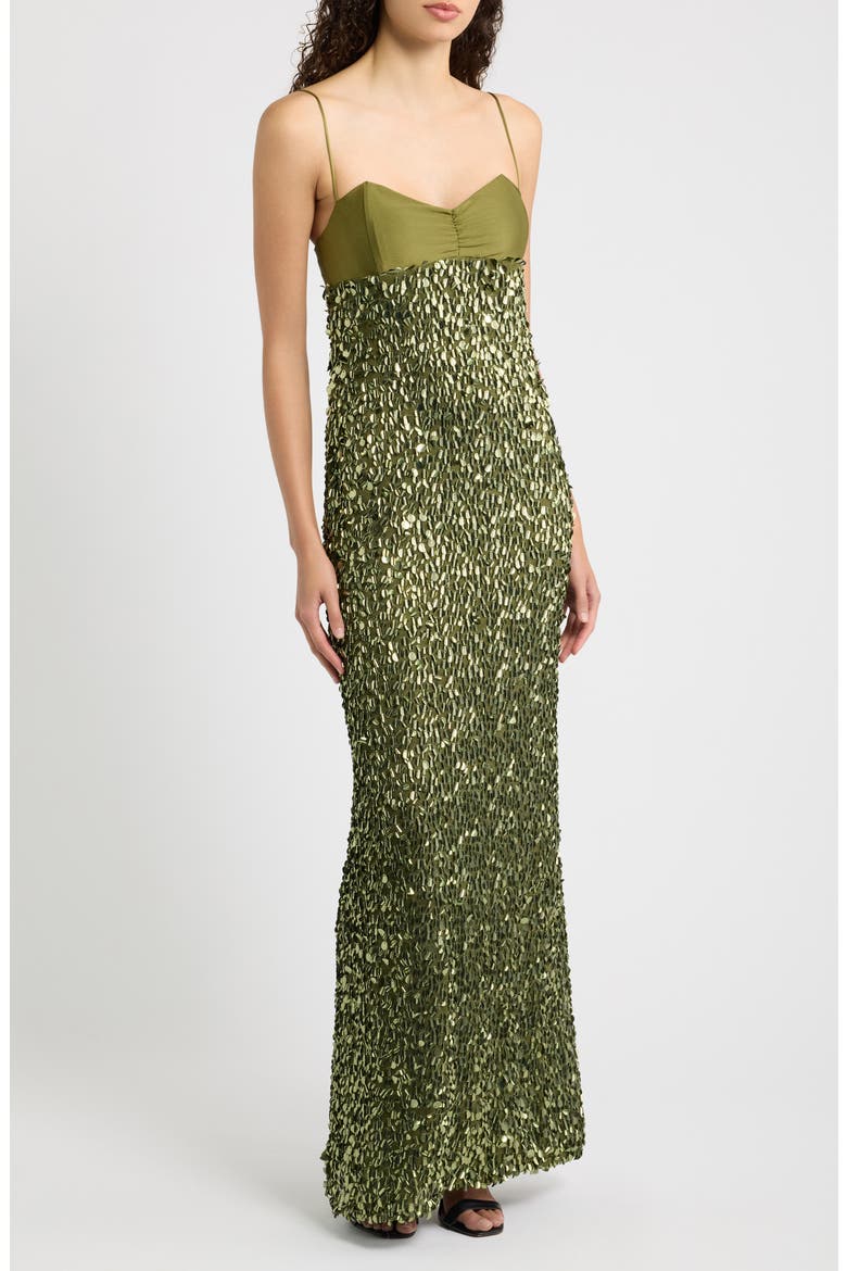 Berri Paillette Column Gown, Main, color, MOSS
