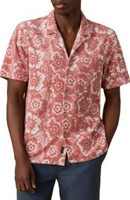 Faherty Cabana Floral Short Sleeve Terry Cloth Button-Up Shirt