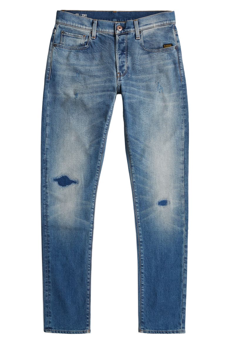 3301 Slim Fit Jeans, Alternate, color, FADED NEW MOON RESTORED