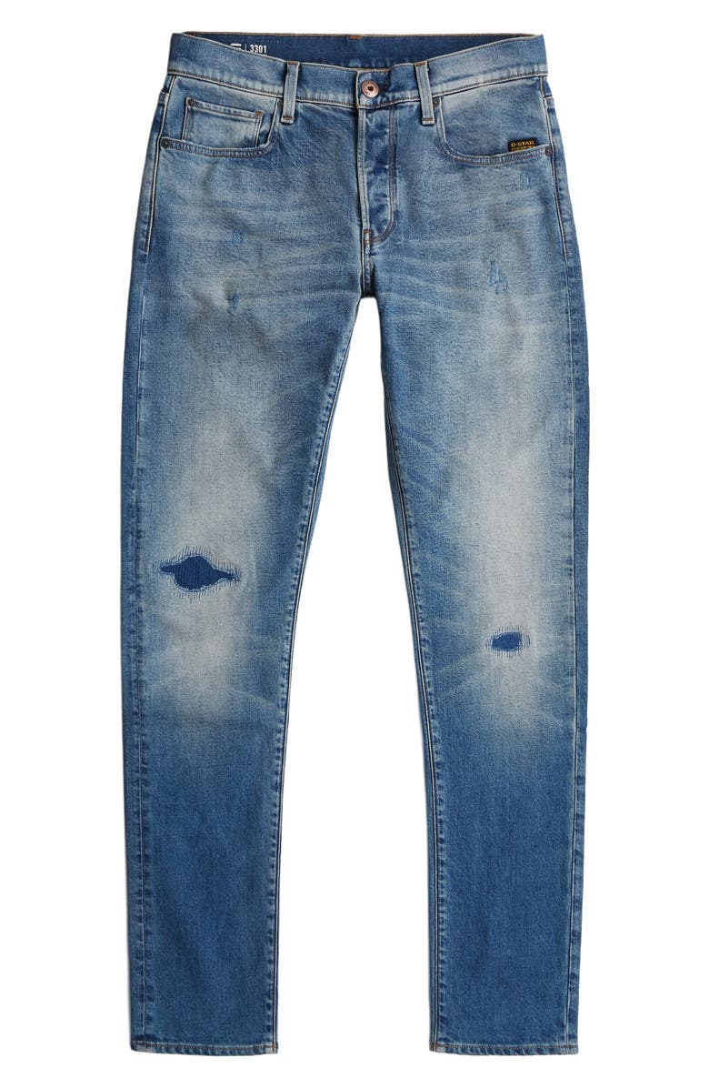 G-STAR 3301 Slim Fit Jeans, Alternate, color, Faded New Moon Restored