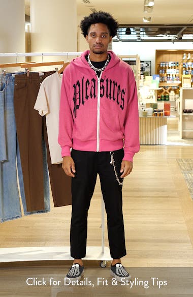 Lumignon Big Fur knit hoodie ネイビー　ピンク PLEASURES Twitch Graphic Waffle Knit Zip Hoodie | Nordstrom