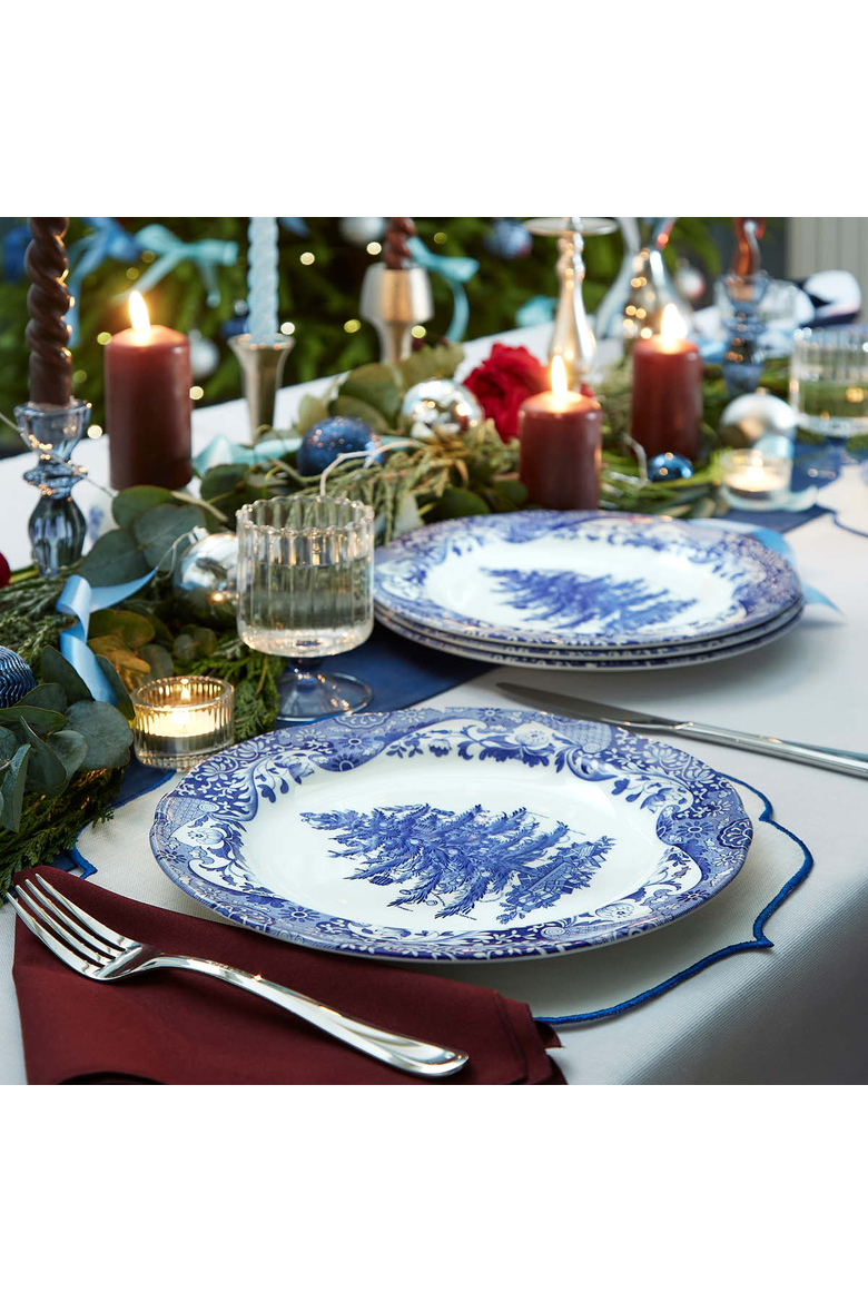 Blue Italian Christmas Set of 4 Plates, Alternate, color, 10.5"