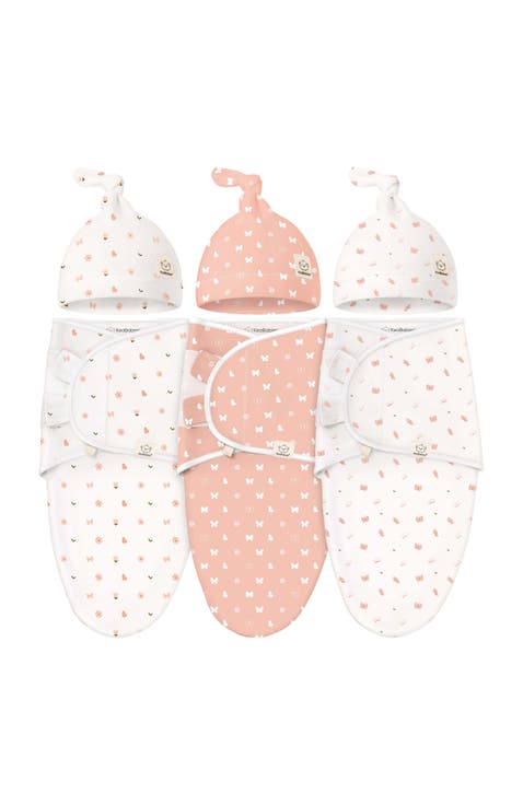 3-Pack Soothe Swaddle Wraps with Knot Hats