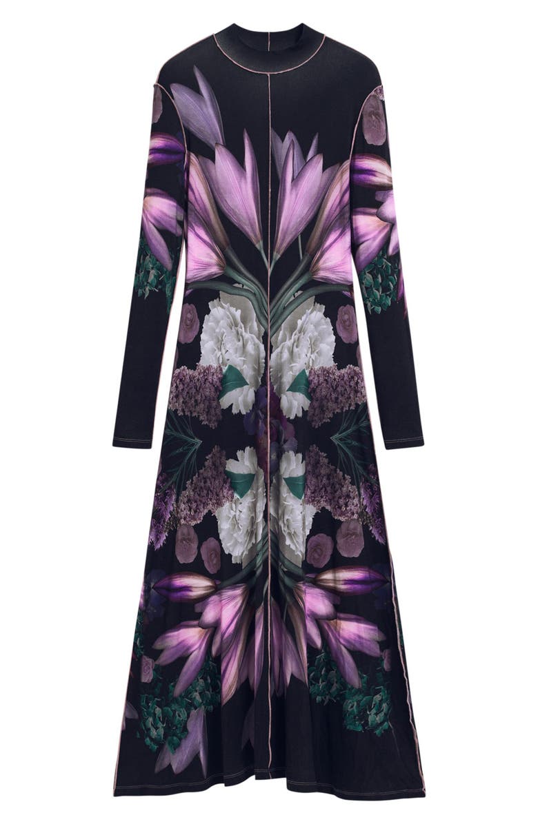 Desigual Long Sleeve Maxi Dress, Alternate, color, Black