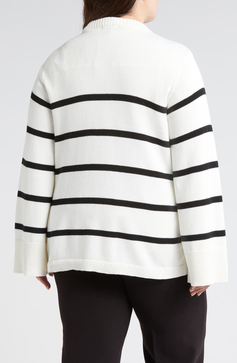 Universal Standard Bardot Stripe Cotton Sweater, Alternate, color, Cream/ Black Stripe