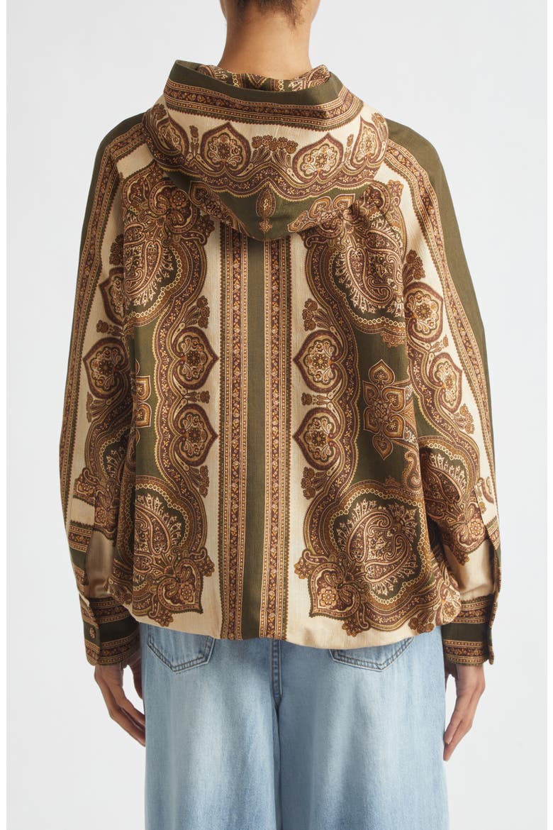 Mahon Paisley Print Hooded Button-Up Shirt, Alternate, color, OLIVE PAISLEY