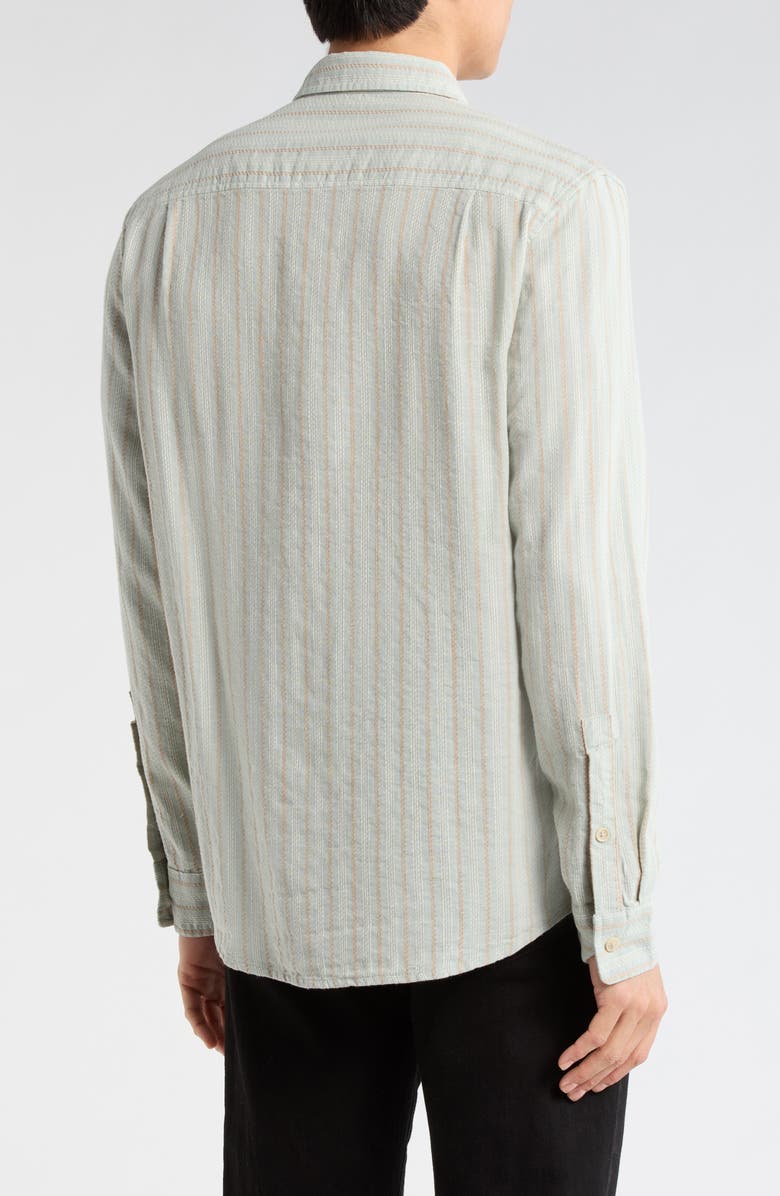 Lucky Brand Stripe Dobby Button-Up Shirt, Alternate, color, Teal Stripe