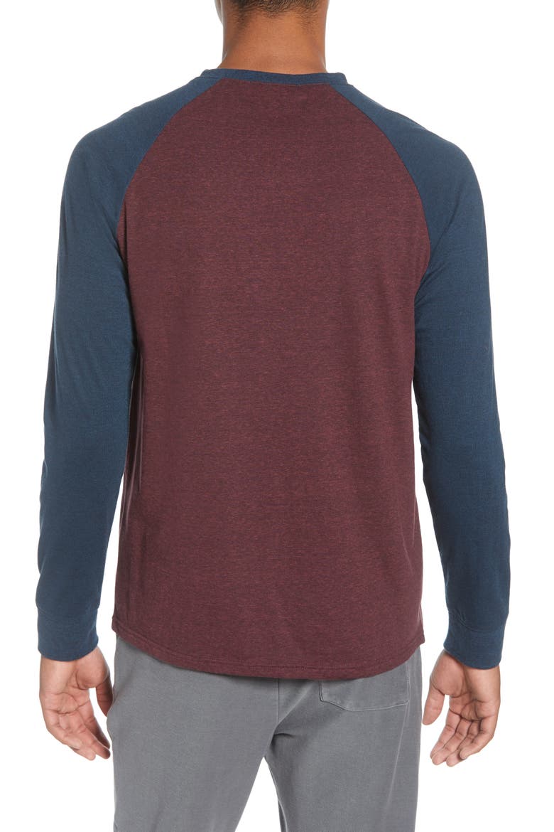Raglan Long Sleeve Crewneck T-Shirt, Alternate, color, MAROON RUST/MIDNIGHT