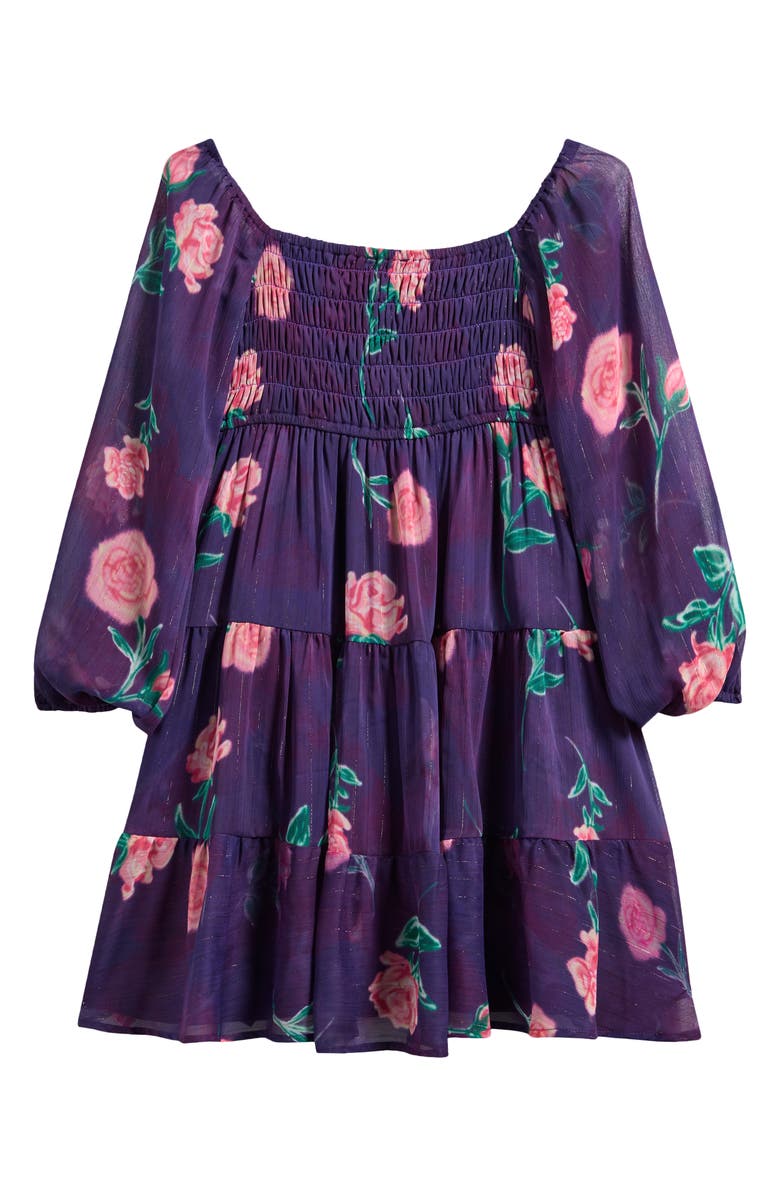 Ava & Yelly Kids' Swiss Dot Long Sleeve Dress, Alternate, color, Purple Floral