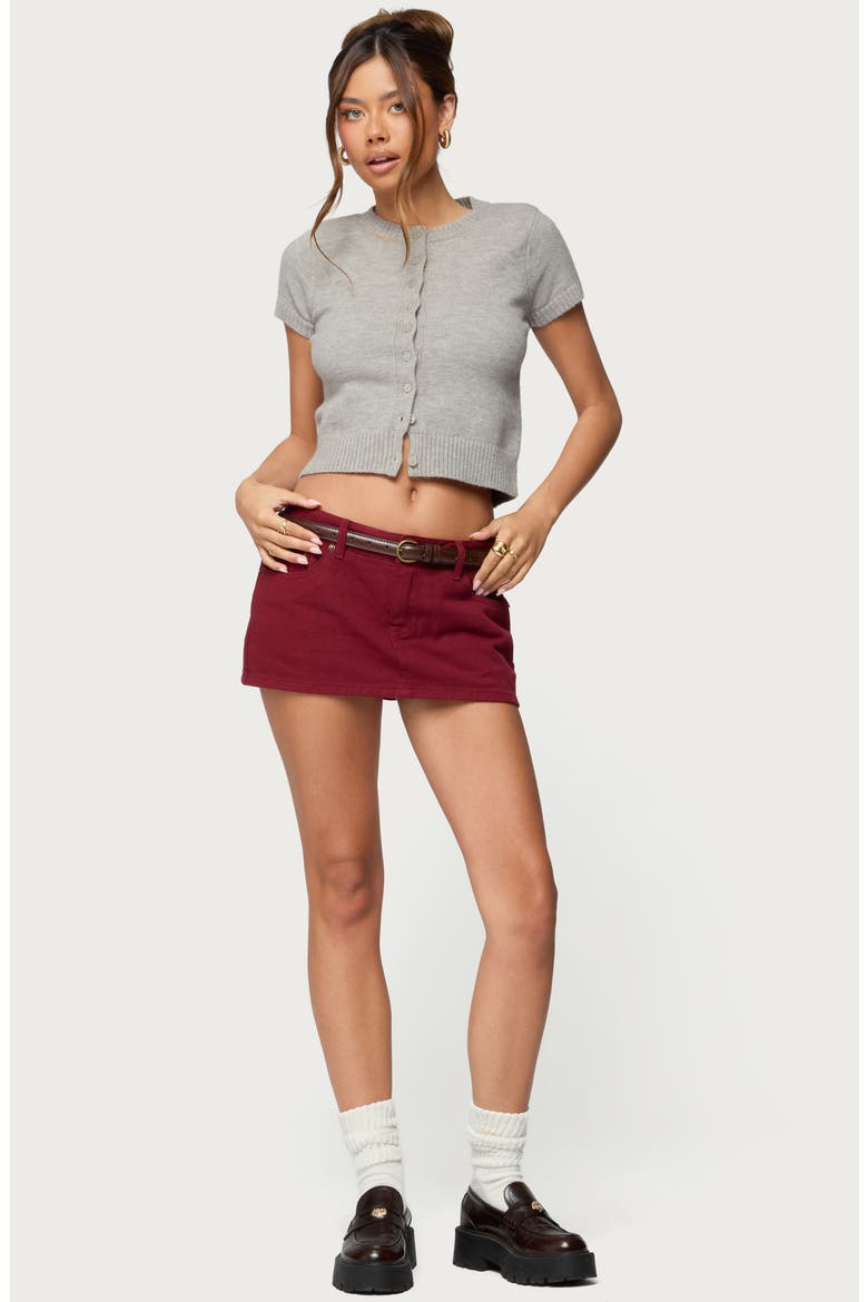 Camelia Low Rise Denim Miniskort, Alternate, color, BURGUNDY