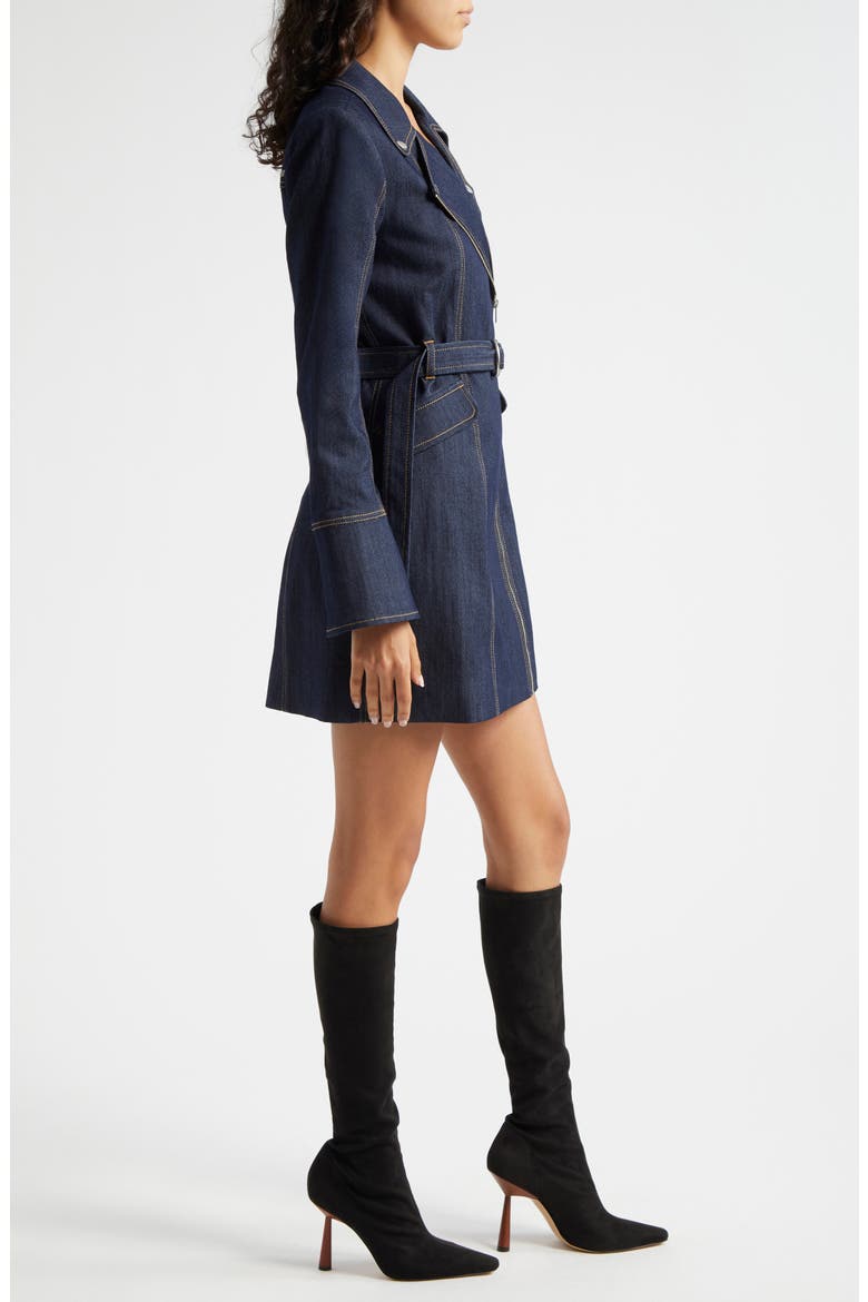 Evie Moto Long Sleeve Denim Minidress, Alternate, color, INDIGO