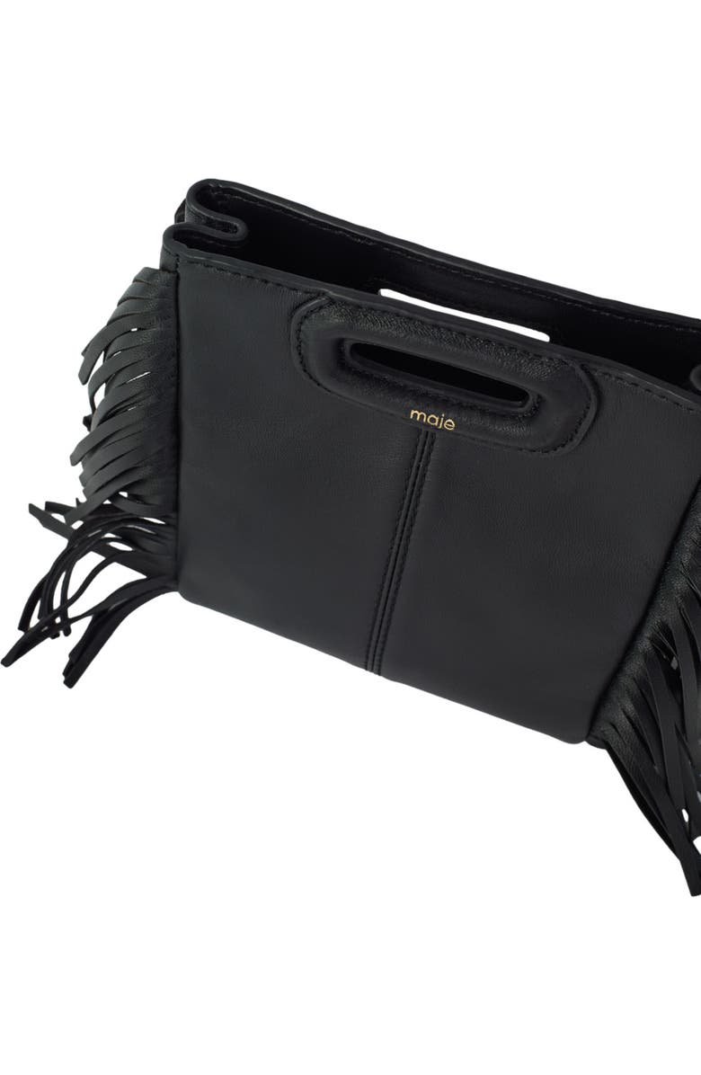 maje Leather bag with chain strap, Alternate, color, Black