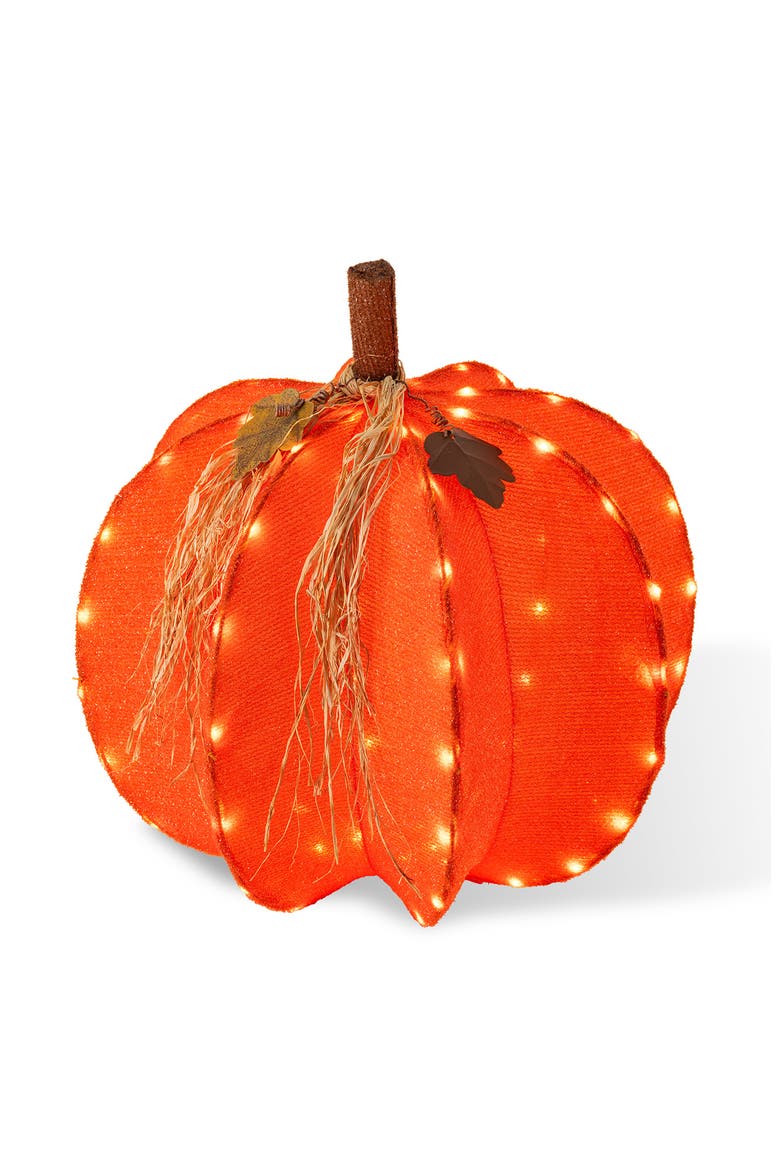 25"H Fall Lighted Foldable Pumpkin Outdoor Decor with Timer, Main, color, Orange
