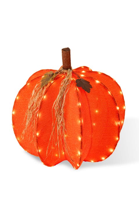 25"H Fall Lighted Foldable Pumpkin Outdoor Decor with Timer