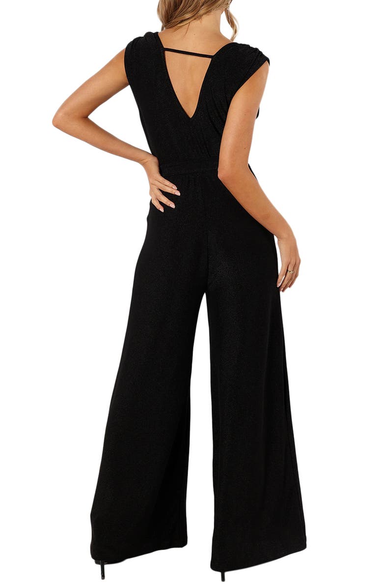 Petal & Pup Nora Metallic Wide Leg Jumpsuit, Alternate, color, Black