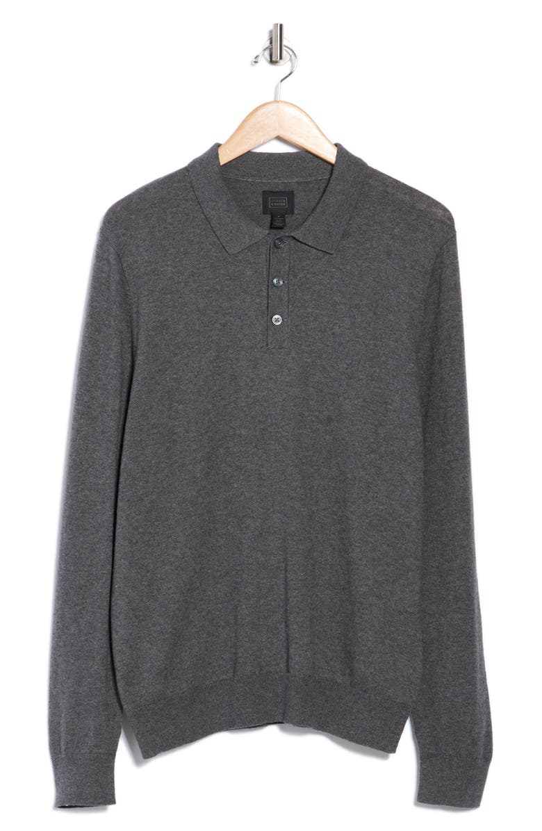 14th & Union Organic Cotton & Cashmere Blend Polo, Alternate, color, Dark Charcoal Heather