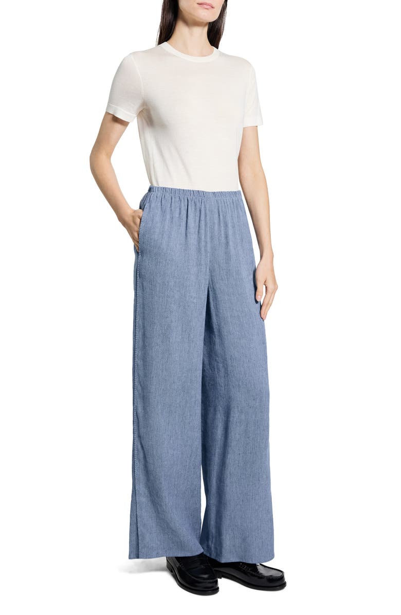 Theory Slit Hem Wide Leg Pants, Alternate, color, Light Denim
