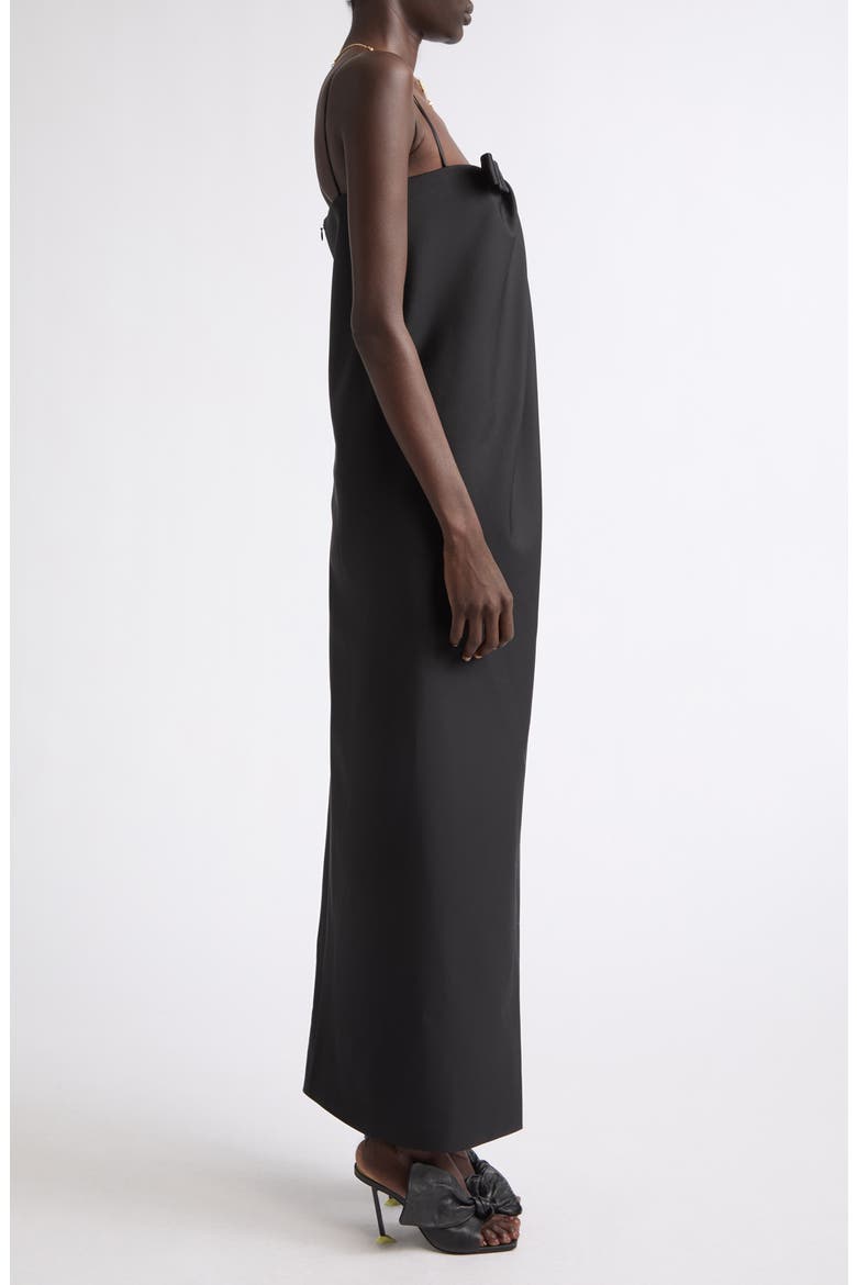 Sliced Bow Wool & Mohair Gown, Alternate, color, BLACK