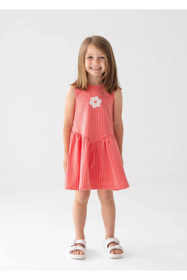 Striped Blossom Sleeveless Dress, Alternate, color, Red