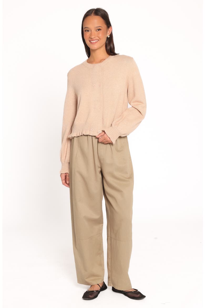 Marjorie Frill Cardigan, Alternate, color, BEIGE