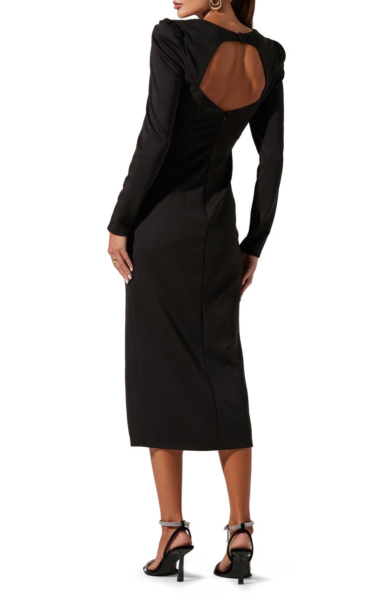 ASTR the Label Back Cutout Long Sleeve Midi Dress, Alternate, color, 