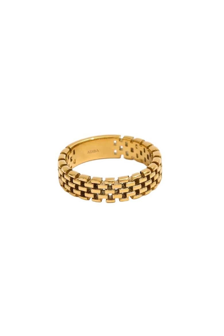 The Links Band Plated Stainless Steel Ring, Main, color, Gold