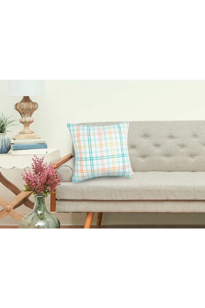 Bunny Trail Plaid Cotton Blend Easter Accent Throw Pillow 18" x 18", Alternate, color, Blue
