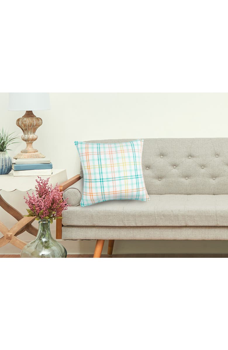 C&F Home Bunny Trail Plaid Cotton Blend Easter Accent Throw Pillow 18" x 18", Alternate, color, Blue