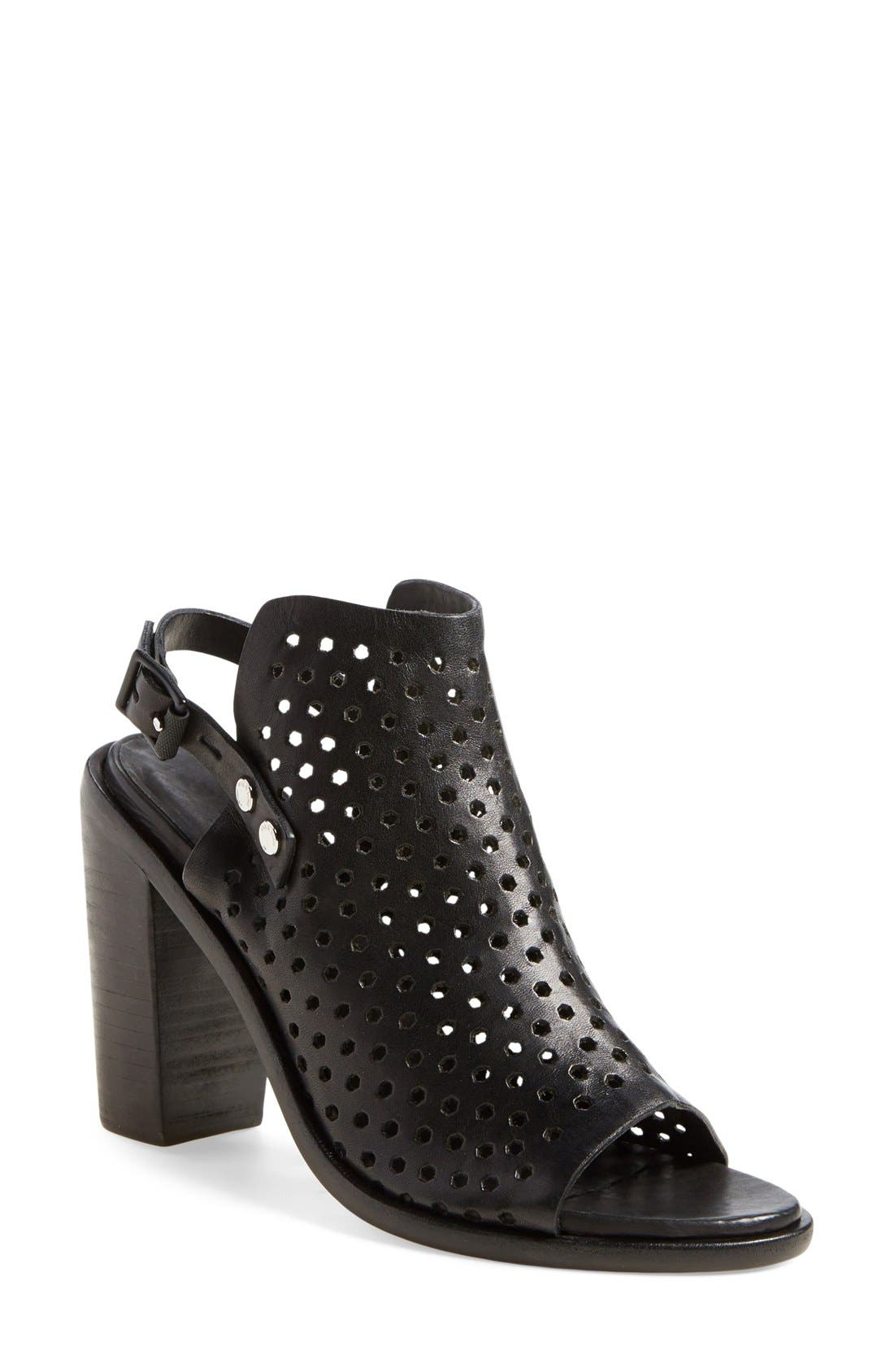 'Wyatt' Perforated Sandal, Main, color, BLACK PERFORATED LEATHER