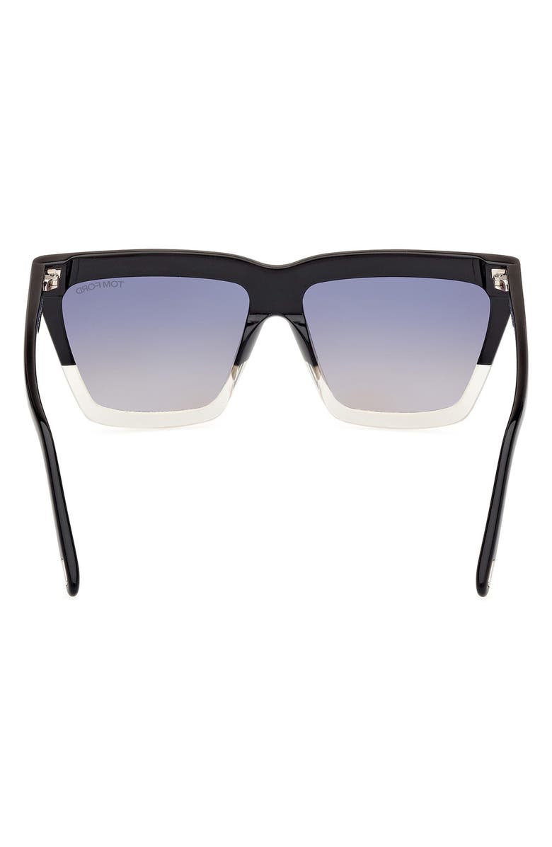 TOM FORD Eden 56mm Gradient Geometric Sunglasses, Alternate, color, Black Crystal Black / T Logo