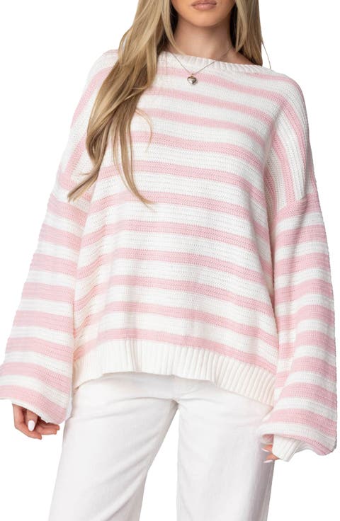 売れ筋商品|||イングリッシュファクトリー ニット&セーター アウター レディース Women's Turtle Neck Stripe Sweater Pink/white Forever 21 Juniors Fairisle Womens Turtleneck Long Sleeve