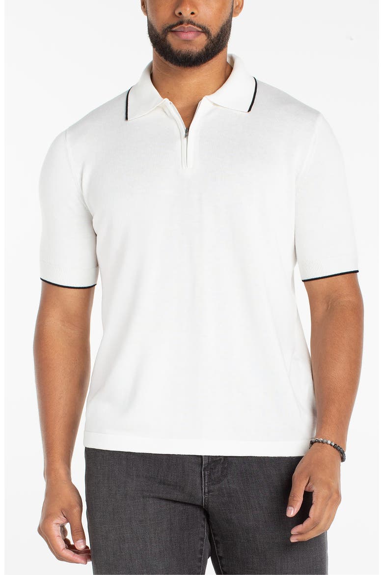 Tipped Zip Polo, Main, color, PARCHMENT