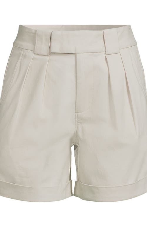 Lands' End Chino High Rise Pleated 7" Shorts In Light Stone