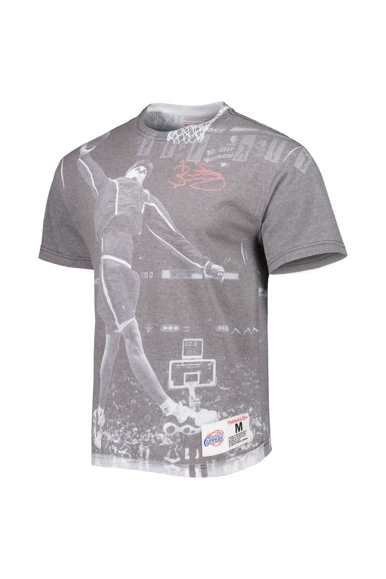 Men's Mitchell & Ness Brent Barry Heather Gray LA Clippers Above The Rim T-Shirt, Alternate, color, Gray