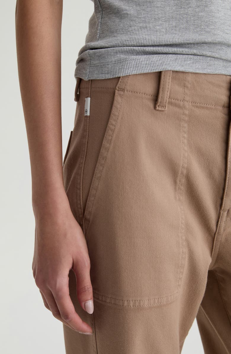 AG Analeigh High Waist Ankle Straight Leg Twill Pants, Alternate, color, Sulfur Light Taupe