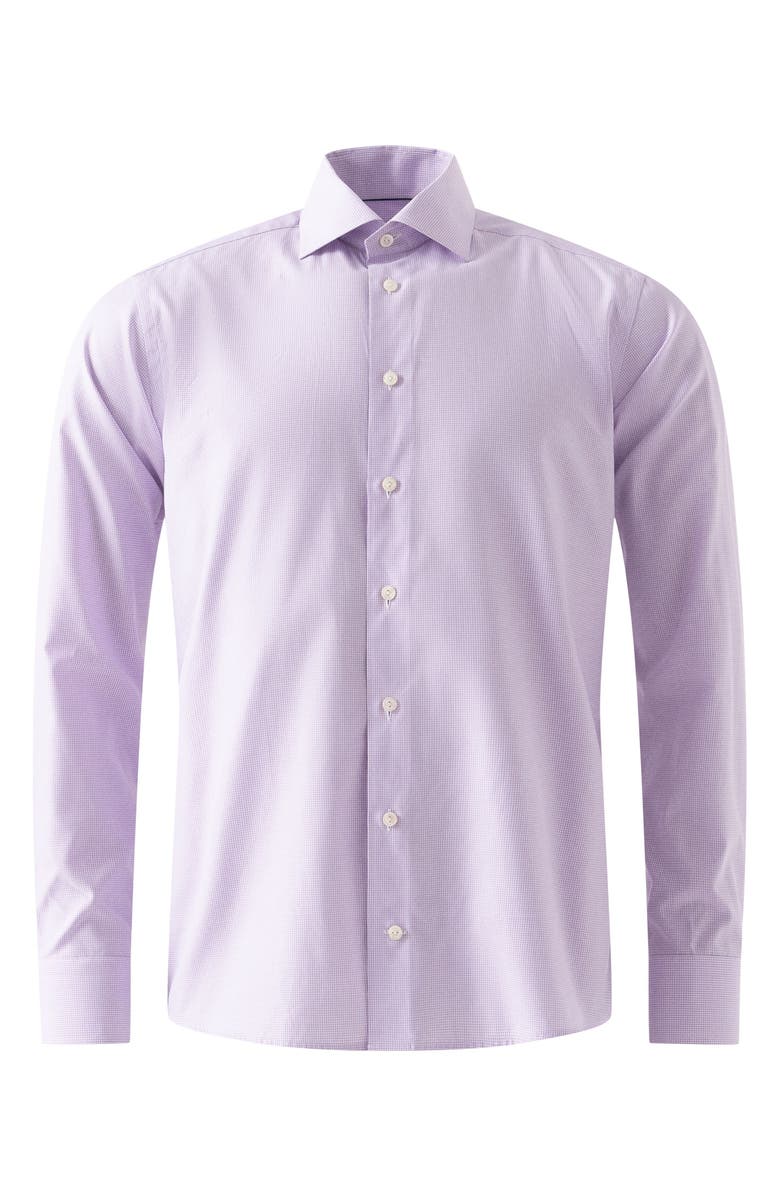 Eton Slim Fit Microcheck Cotton Dress Shirt, Alternate, color, Light Purple