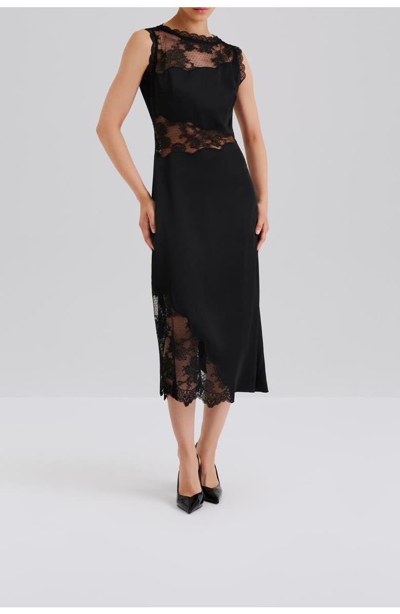 Malina Desire Lace Trimmed Cut Out Midi Dress, Alternate, color,