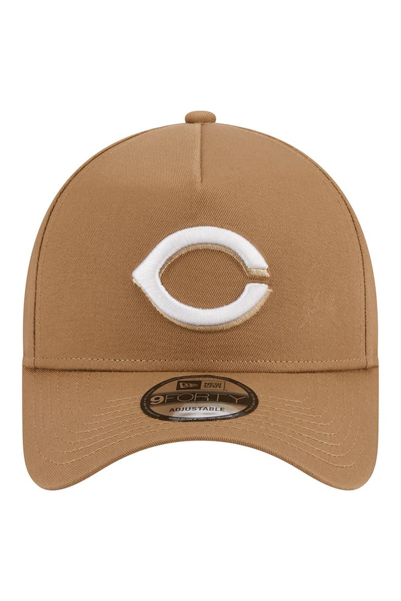 Men's New Era Khaki Cincinnati Reds A-Frame 9FORTY Adjustable Hat, Alternate, color, Khaki