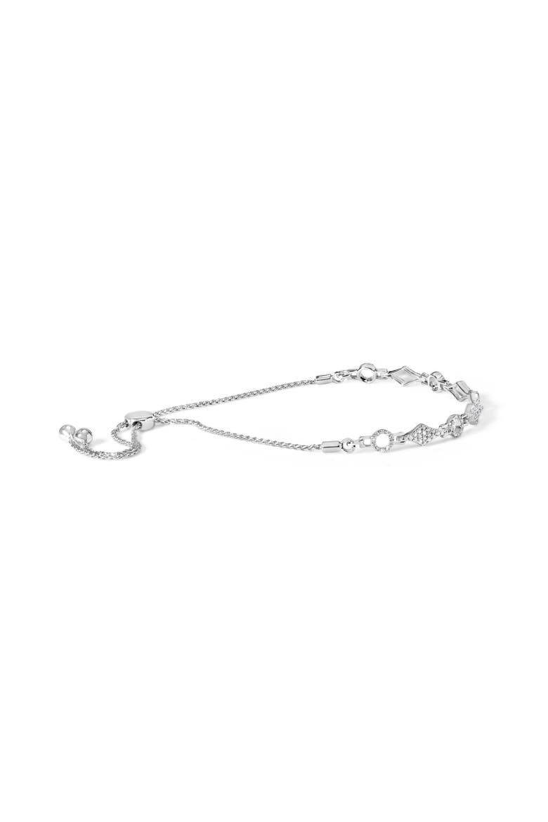 Silver 1/2 Cttw Diamond Alternating Circle and Kite Link Adjustable Bolo Bracelet, Alternate, color, White