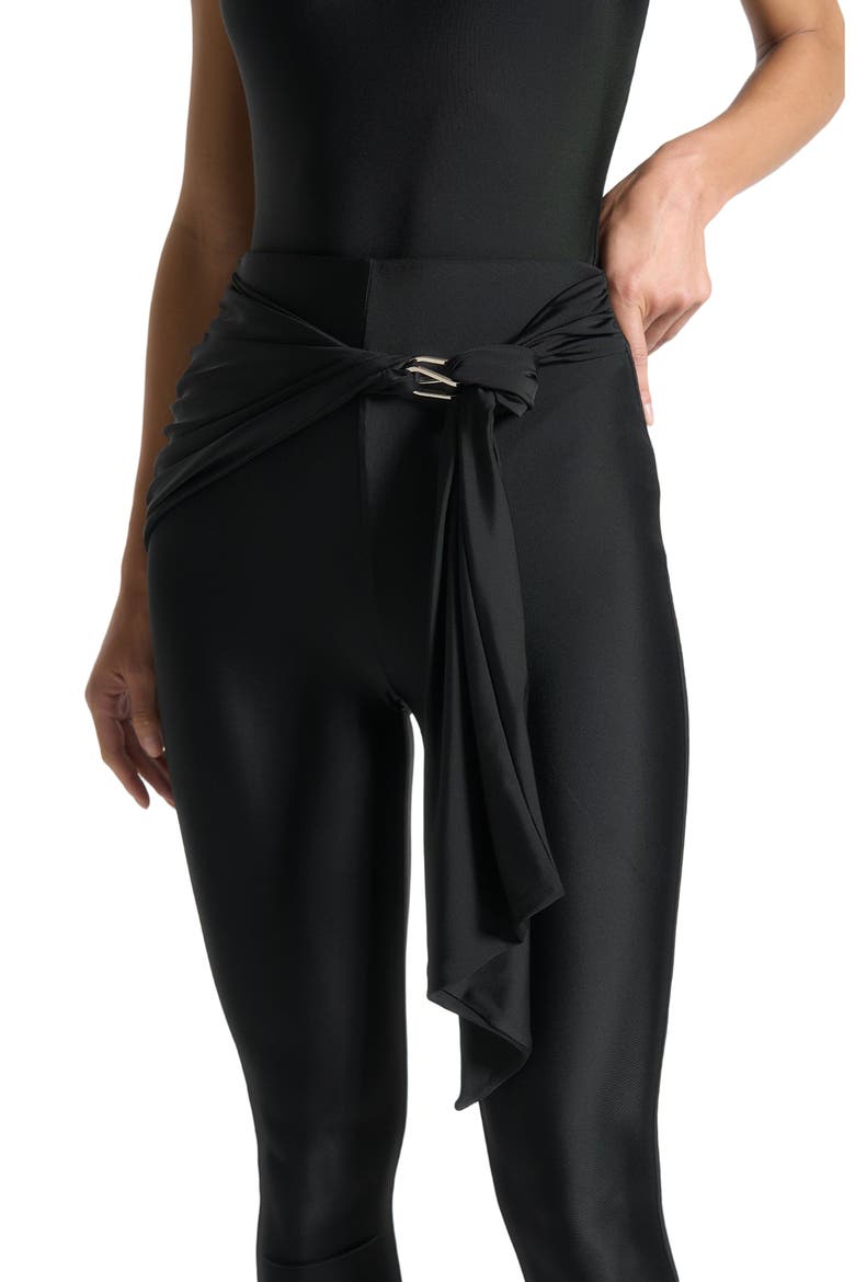Draped Hardware Detail Leggings, Alternate, color, Black
