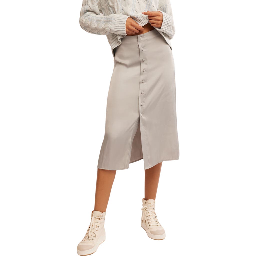 FREE PEOPLE FREE PEOPLE ANALISE BUTTON FRONT SATIN MIDI SKIRT