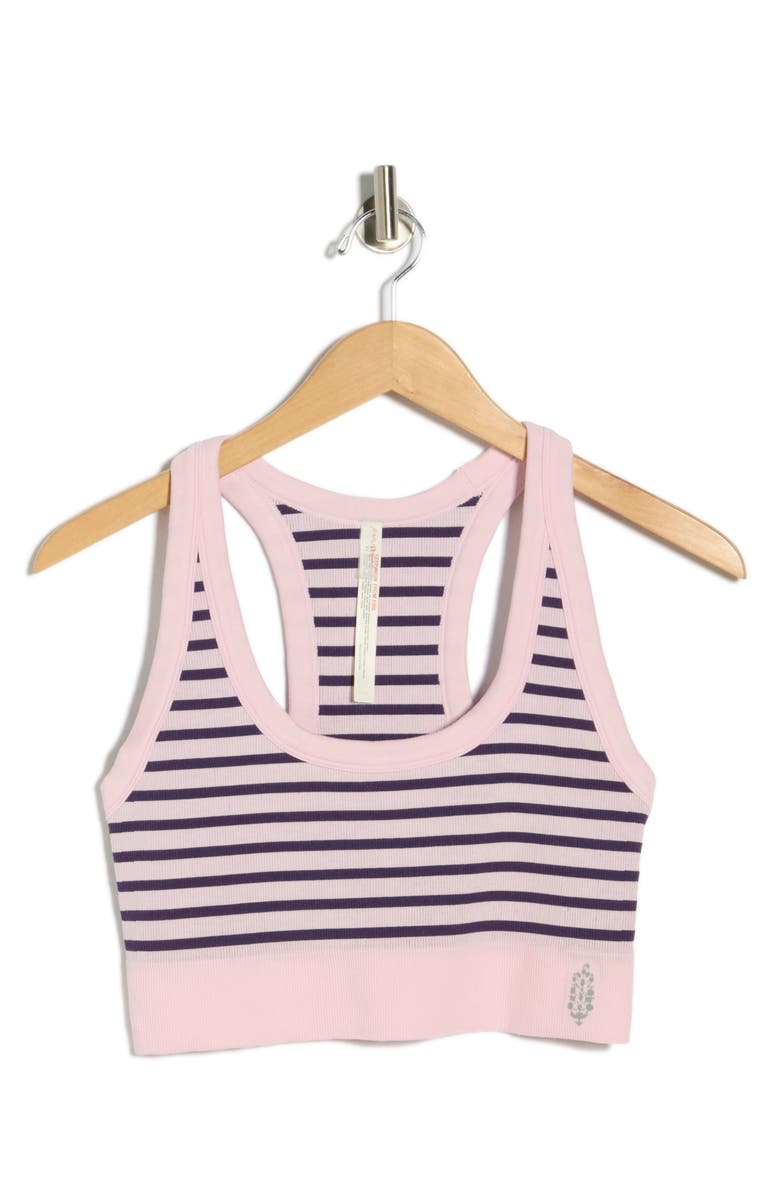 Free People FP Movement Stripe Go To Sports Bra, Main, color, Powder Pink Combo
