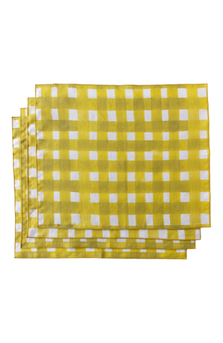 Goldie Home Yellow Cross Hatch Placemat, Main, color, Yellow Cross Gold Trim