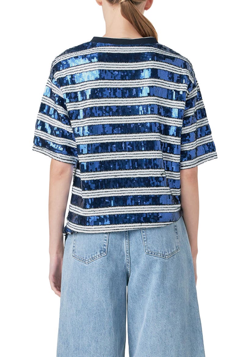 Sequin Stripe Top, Alternate, color, WHITE/ NAVY