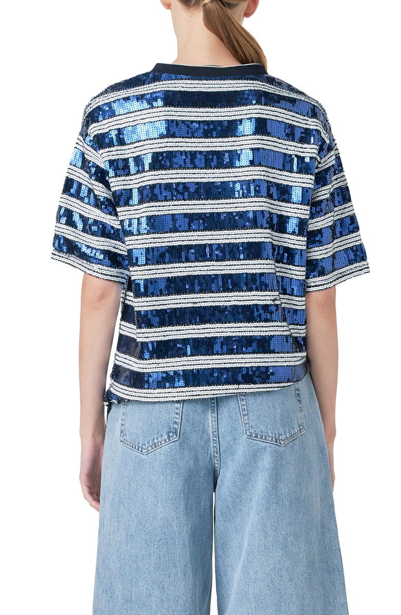 Grey Lab Sequin Stripe Top, Alternate, color, White/ Navy